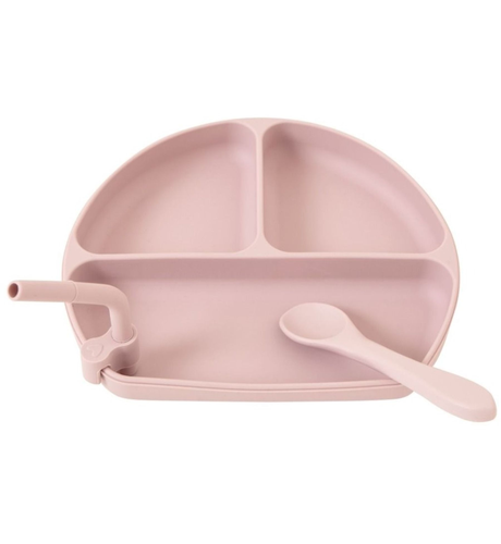 All4Ella Silicone Plate/Straw/Spoon - Dusty Pink
