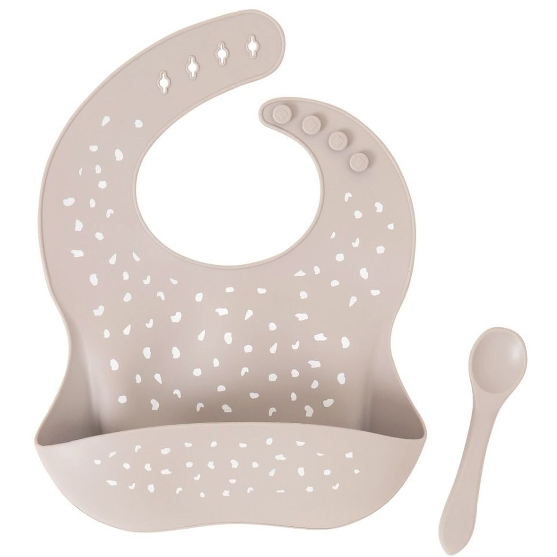 Silicone Bib with spoon - Stone