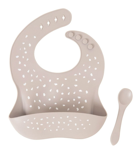 All4Ella Silicone Bib & Spoon - Stone