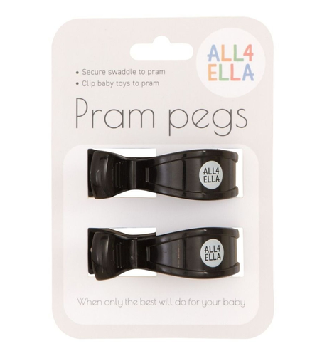All4Ella Pram Pegs - 2 Pack - Black