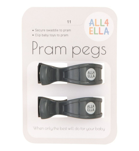 All4Ella Pram Pegs - 2 Pack - Charcoal