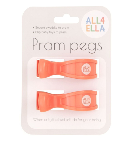 All4Ella Pram Pegs - 2 Pack - Coral