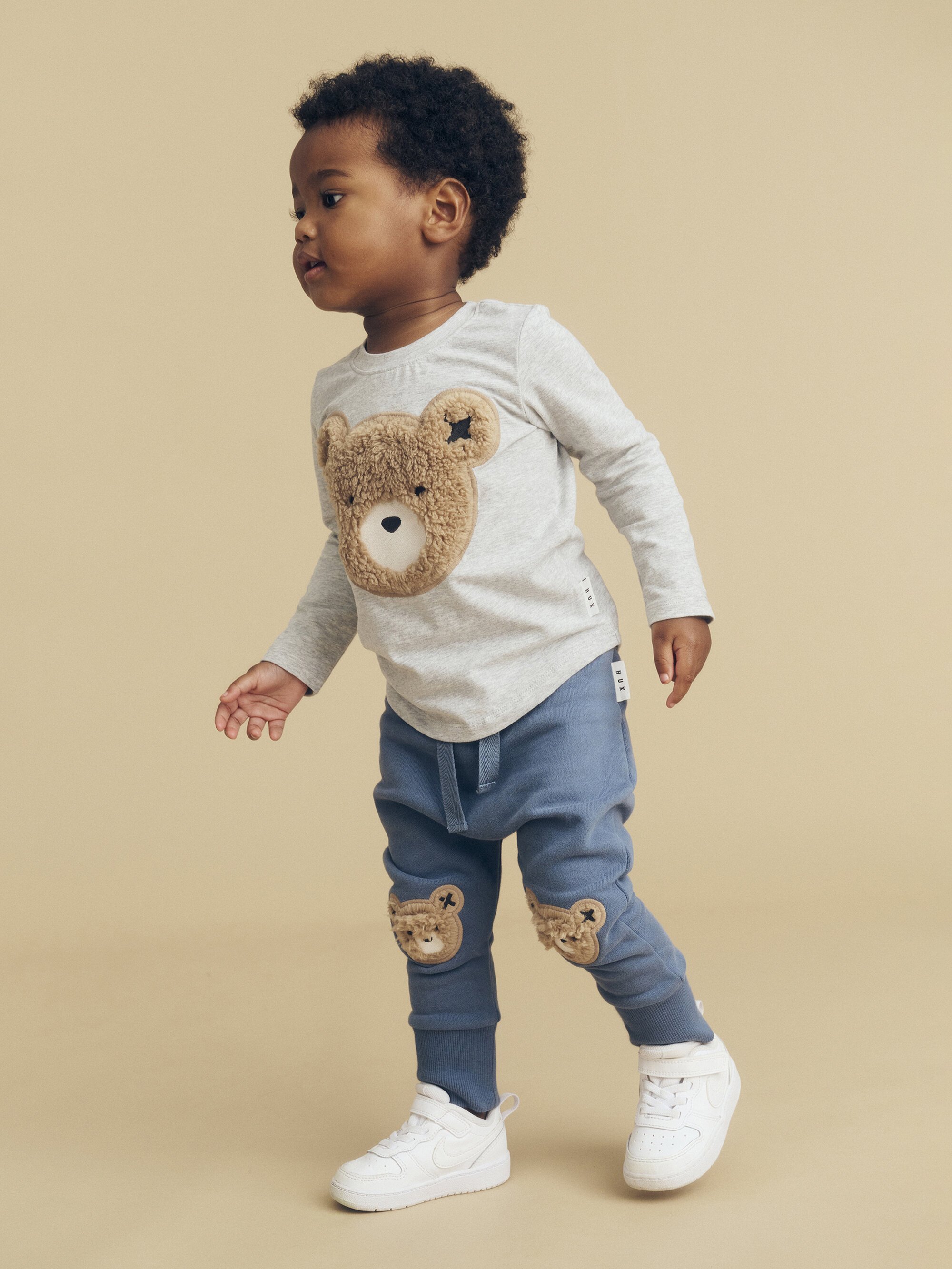 Huxbaby Grey Furry Huxbear Top CLOTHING BABY Baby L S Tees