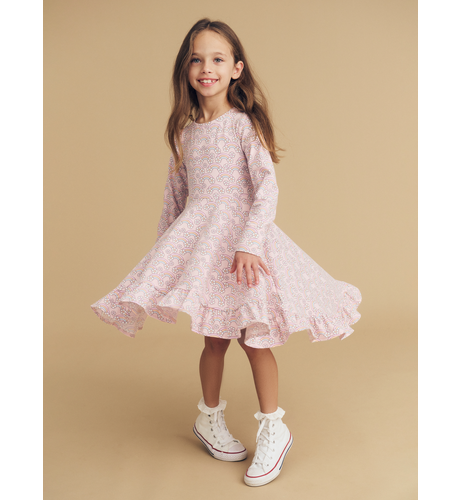 Huxbaby Flowerbow Long Sleeve Swing Dress