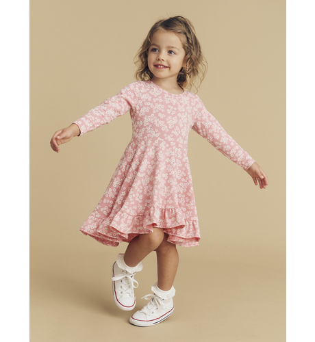 Huxbaby Peek A Boo Bunny Long Sleeve Swing Dress