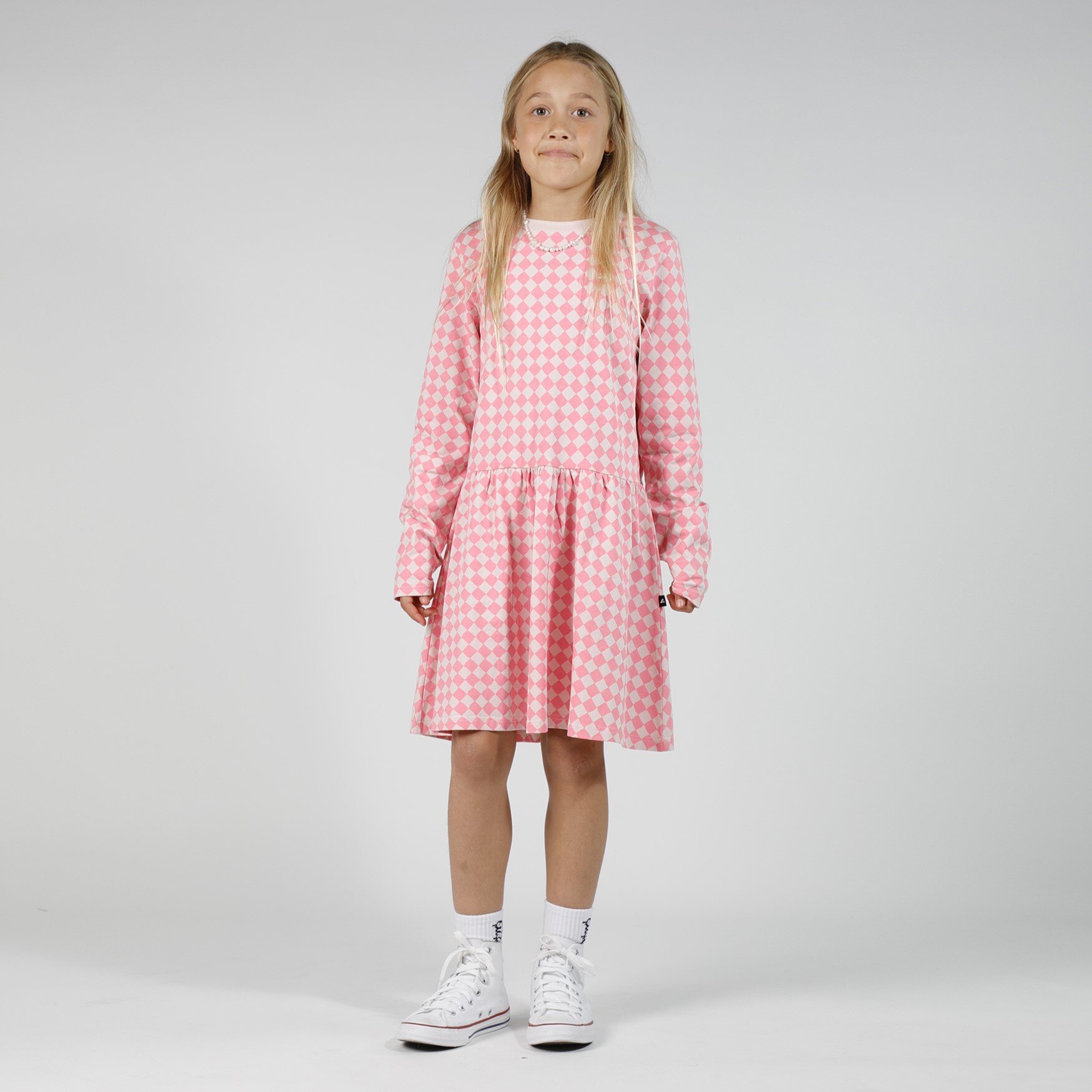 Hello Stranger Girls L/S Monday Dress Pink Check SHOP BY BRAND