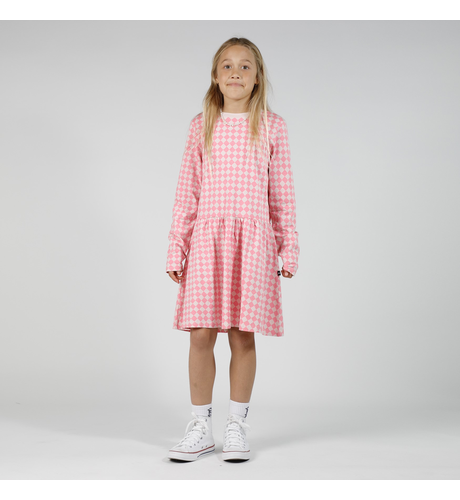 Hello Stranger Girls L/S Monday Dress - Pink Check