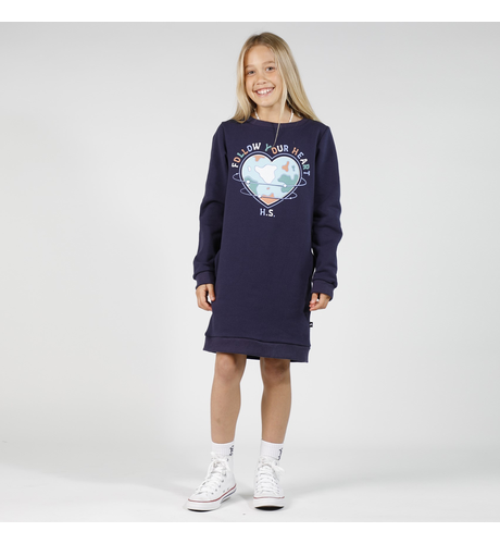 Hello Stranger Girls L/S Band Dress - Navy