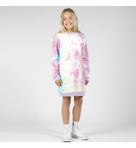 Hello Stranger Girls L/S Band Dress - Rainbow