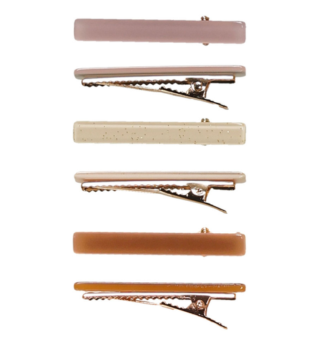 Rylee + Cru 6pk Hair Clips - Mauve, Ecru, Clay