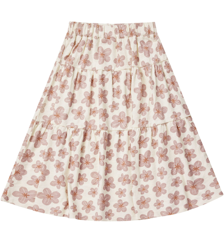 Rylee + Cru Tiered Midi Skirt - Hibiscus