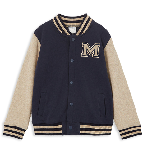 Milky Varsity Jacket - Natural/Midnight Blue