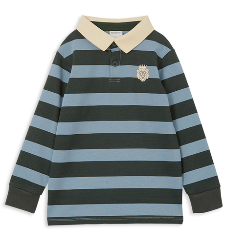 Milky Green Stripe Rugby Top - Cloud/Green Stripe