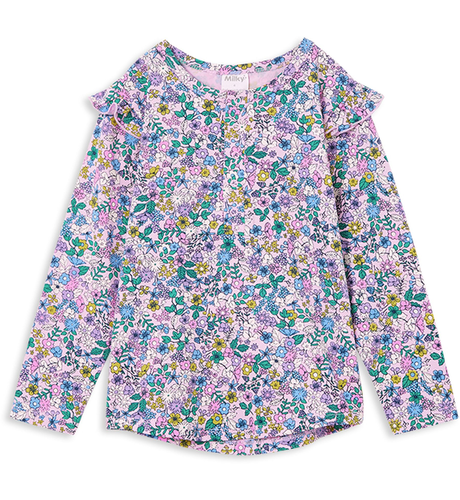 Milky Posy Frill Henley - Candy Pink