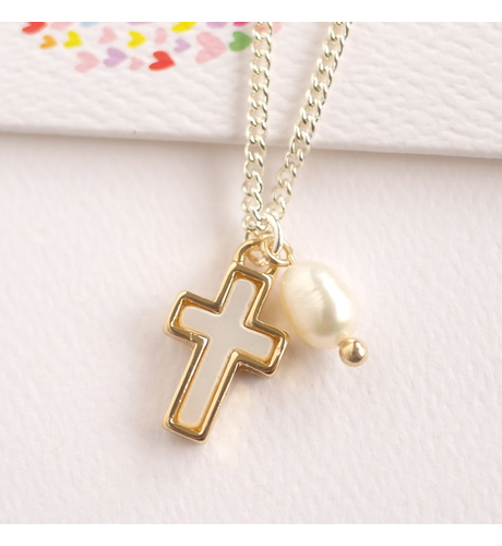 Lauren Hinkley Mother Of Pearl Cross Necklace