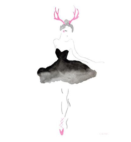 Little Rae Prints Antler Ballerina A3