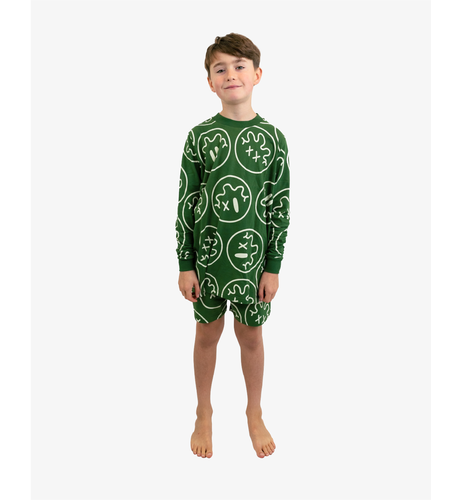 Band of Boys Green Squiggle Smile Winter Pjs