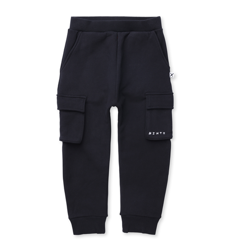 Minti Furry Slouch Cargo Trackies - Black