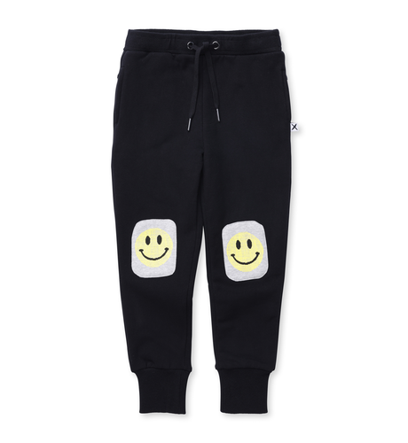 Minti Pixelled Face Furry Trackies - Black/Grey Marle