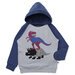 Minti Super Dinos Furry Hood - Grey Marle/Navy