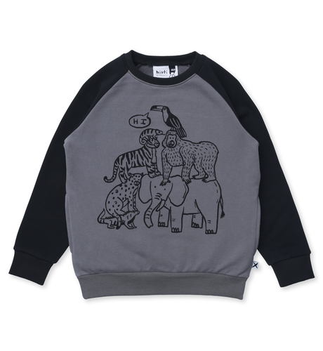 Minti Animal Pile Up Furry Crew - Dark Grey/Black