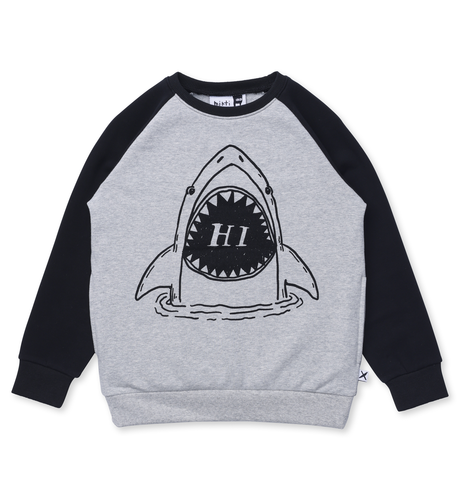 Minti Hi Shark Furry Crew - Grey Marle/Black