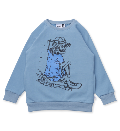 Minti Turbo Skeleton Furry Crew - Muted Blue