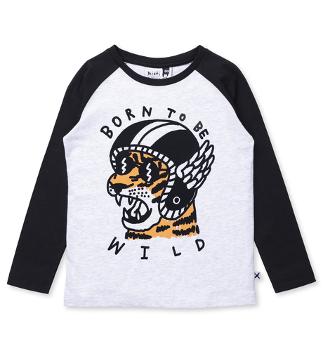 Minti Born To Be Wild Tee - White Marle/Black