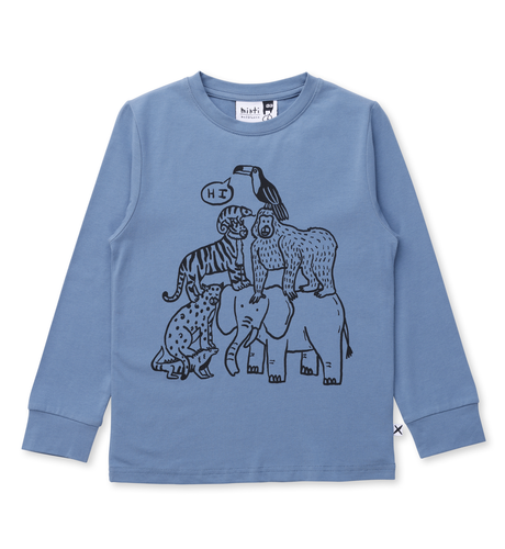 Minti Animal Pile Up Tee - Steel