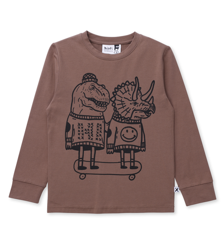 Minti Dino Buddies Tee - Chocolate