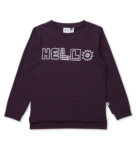 Minti Fancy Hello Tee - Navy/Red Stripe