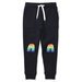 Minti Stripey Rainbow Furry Trackies - Black