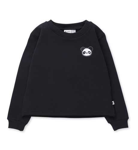 Minti Panda Patch Furry Crew - Black