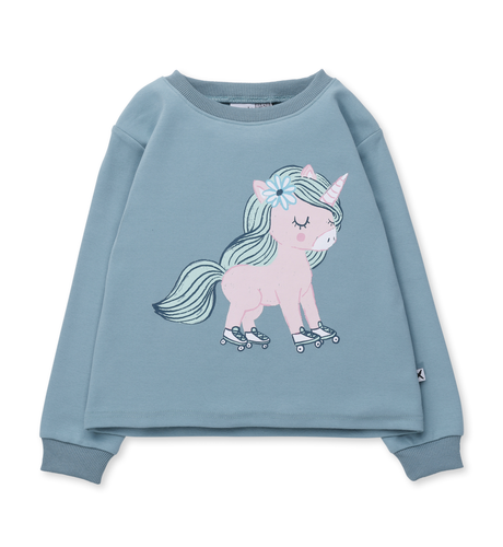 Minti Flower Unicorn Crew - Muted Green