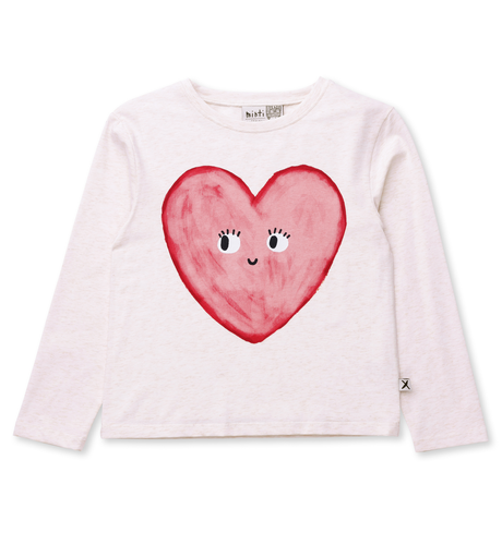 Minti Painted Heart Tee - Oatmeal Marle