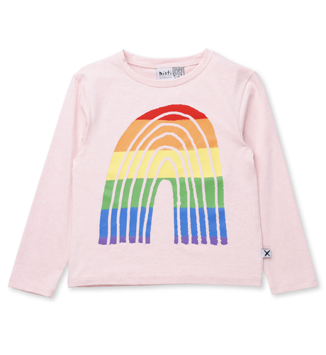 Minti Stripey Rainbow Tee - Pink Marle