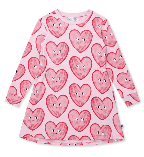 Minti Painted Hearts Dress - Light Pink