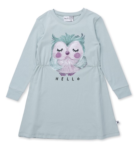 Minti Painted Owl Dress - Muted Green