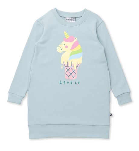 Minti Unicorn Icecream Furry Dress - Muted Green