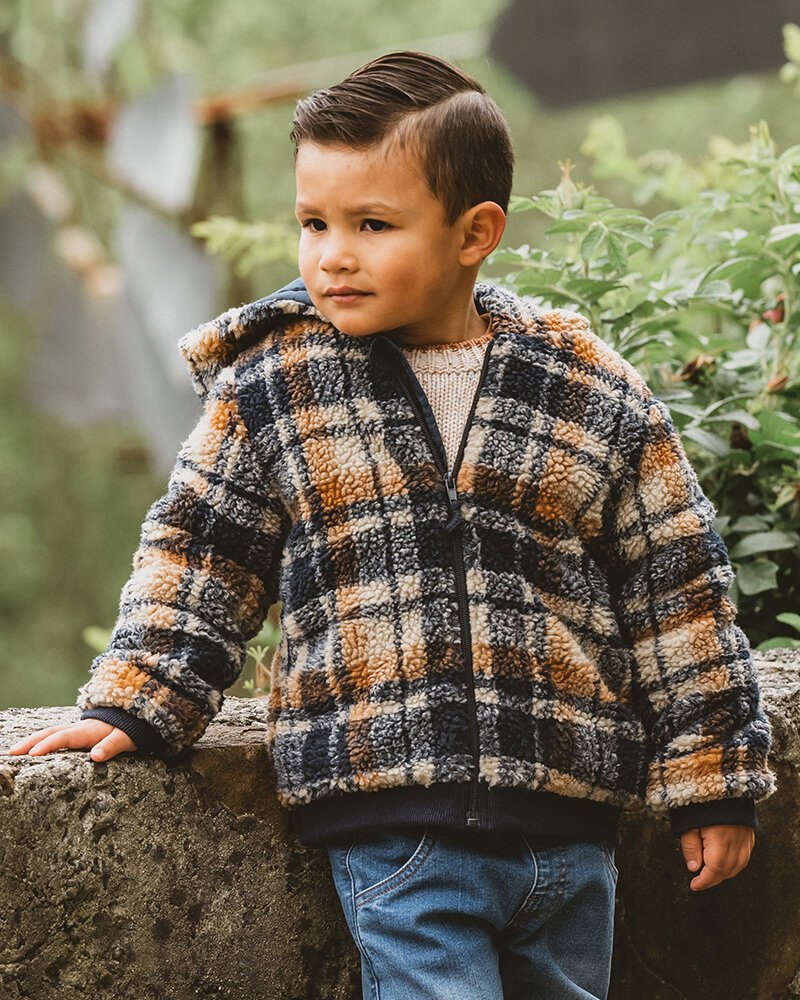 Fox Finch Boys Sherpa Jacket Navy/Caramel SHOP BY BRAND-Fox