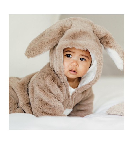 Fox & Finch Latte Faux Fur Bunny Onesie