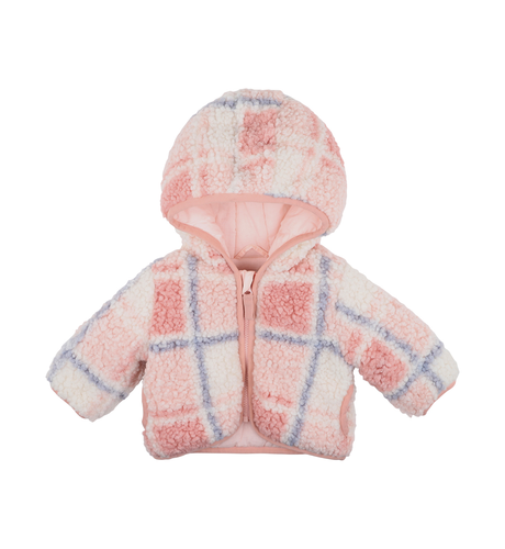 Fox & Finch Baby Girls Sherpa Jacket - Pink Check