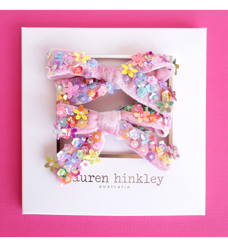 Lauren Hinkley Floral Sequin Bow Hair Clips