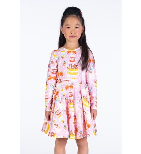 Rock Your Kid Party Time Pink L/S Waisted Dress