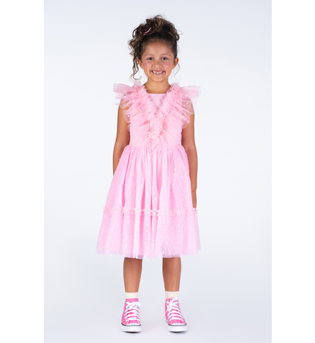 Rock Your Kid Pink Heart Tulle S/S Party Dress