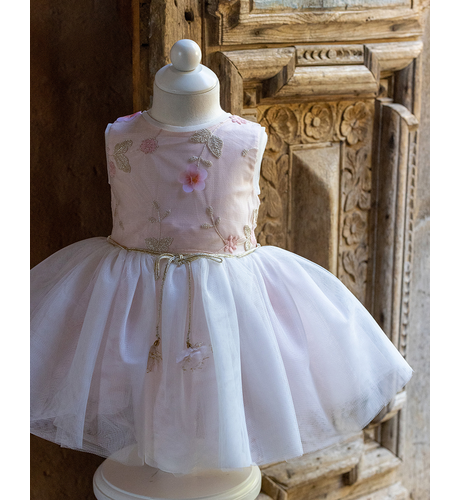 Bebe Embroidered Tutu Baby Dress - Peach