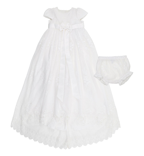 Bebe Open Back Christening Dress - Ivory