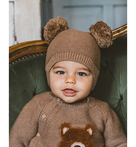 Bebe Caramel Pompom Beanie