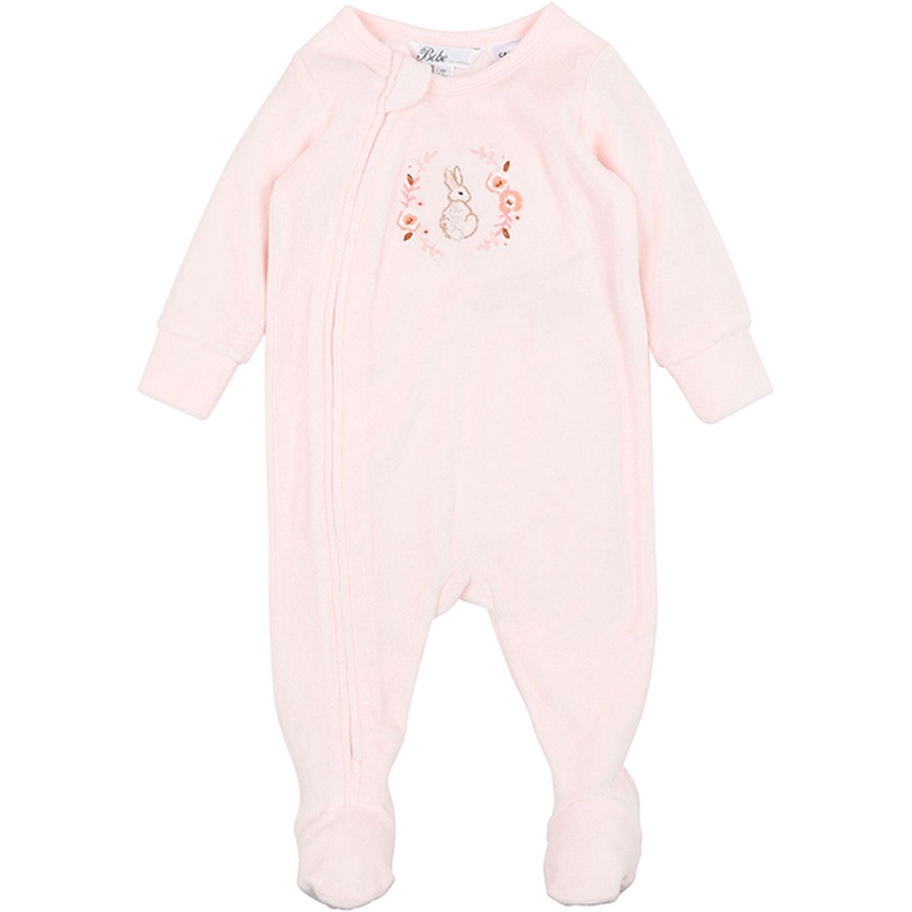 Bebe Coco Velour Zip Onesie Pale Pink CLOTHINGBABYBaby All In