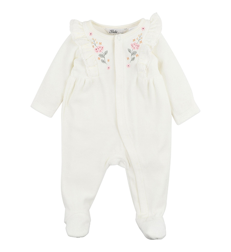 Bebe Esme Velour Onesie - Cream